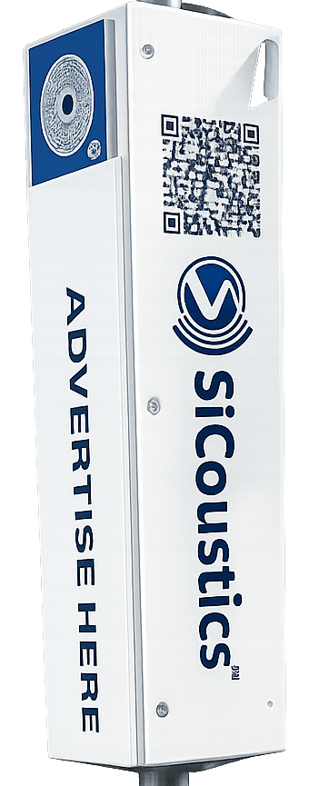 SiCube signage unit — tap to preview the fan view